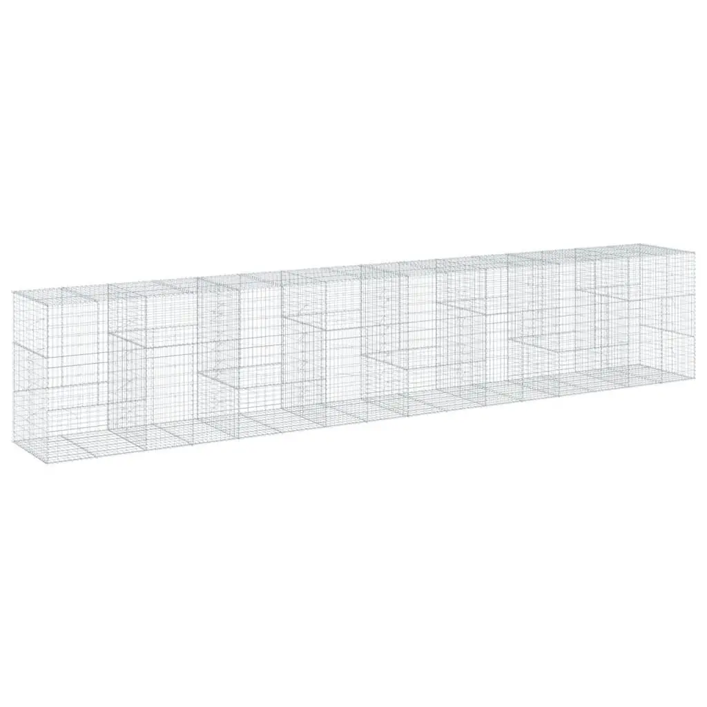 Gabion Basket Silver 800x100x150 cm Galvanised Iron Wire Garden Retaining