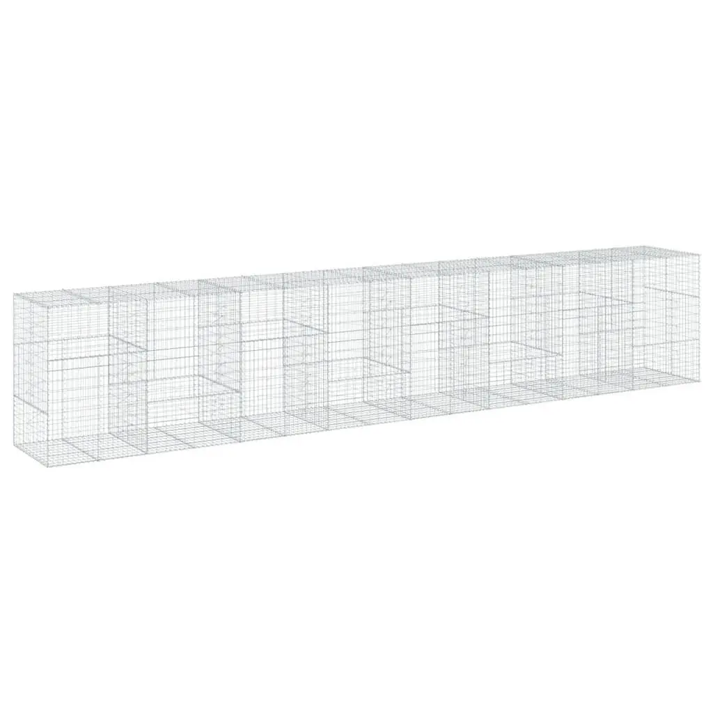 Gabion Basket Silver 800x100x150 cm Galvanised Iron Wire Garden Retaining