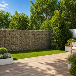 Gabion Basket with Cover 1100x100x150 cm Galvanised Iron Wire Garden Outdoor