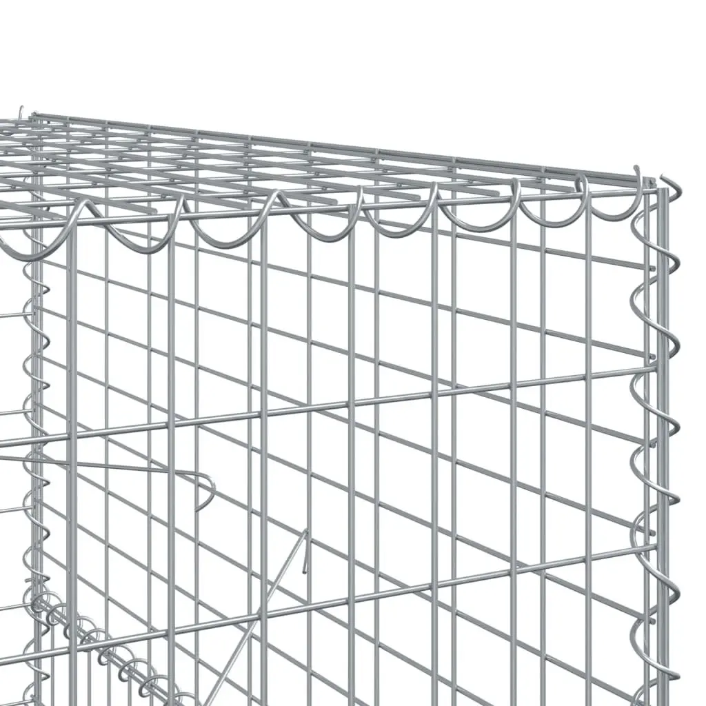 Gabion Basket Silver 1100x100x150 cm Galvanised Iron Wire with Cover for Landscaping and Outdoor Decor