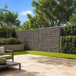 Compact Gabion Basket with Cover 1200x100x150 cm in Silver