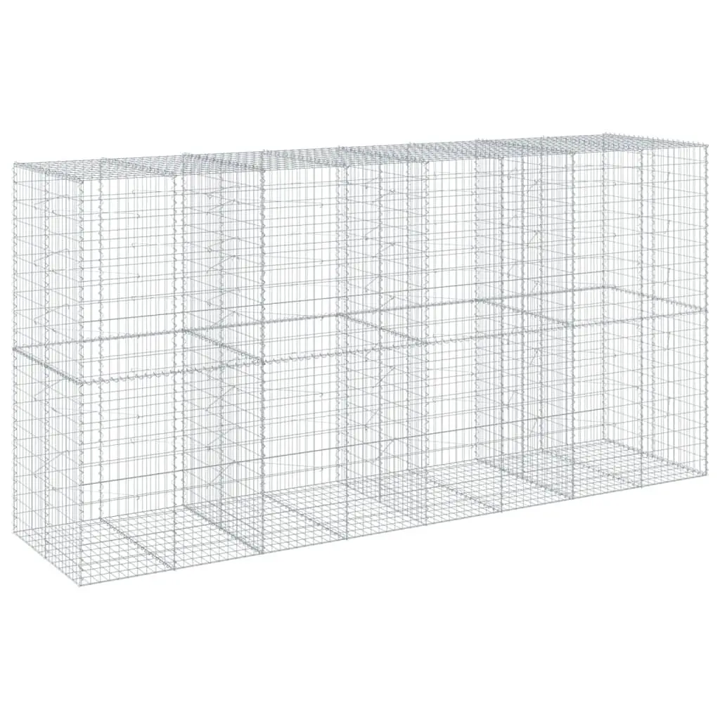 Gabion Basket Silver 400x100x200 cm Galvanised Iron Wire Tool-Free Assembly