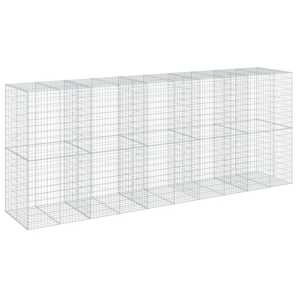 Gabion Basket Silver 500x100x200 cm Galvanised Iron Wire Tool-Free Assembly for Outdoor Landscaping Retaining Wall