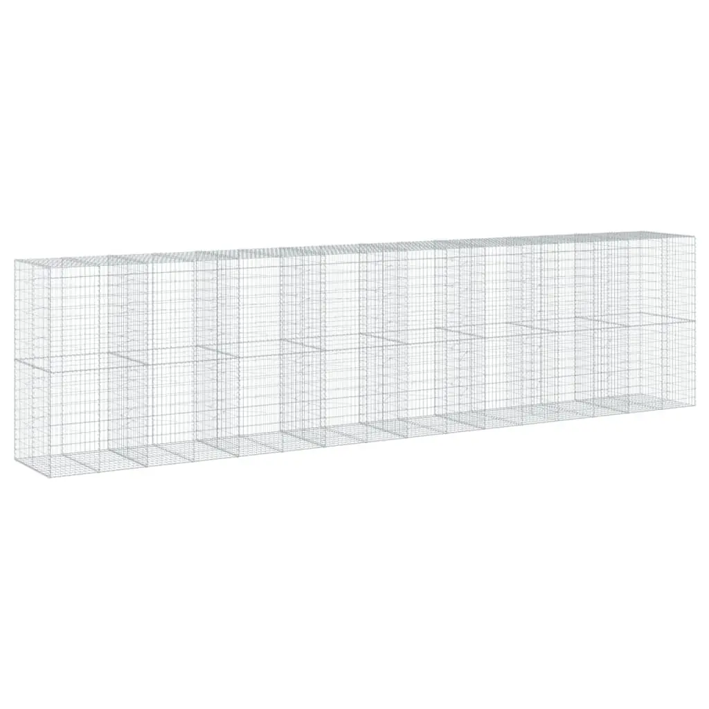 Gabion Basket Silver 800x100x200 cm Galvanised Iron Wire Construction Tool-free Assembly