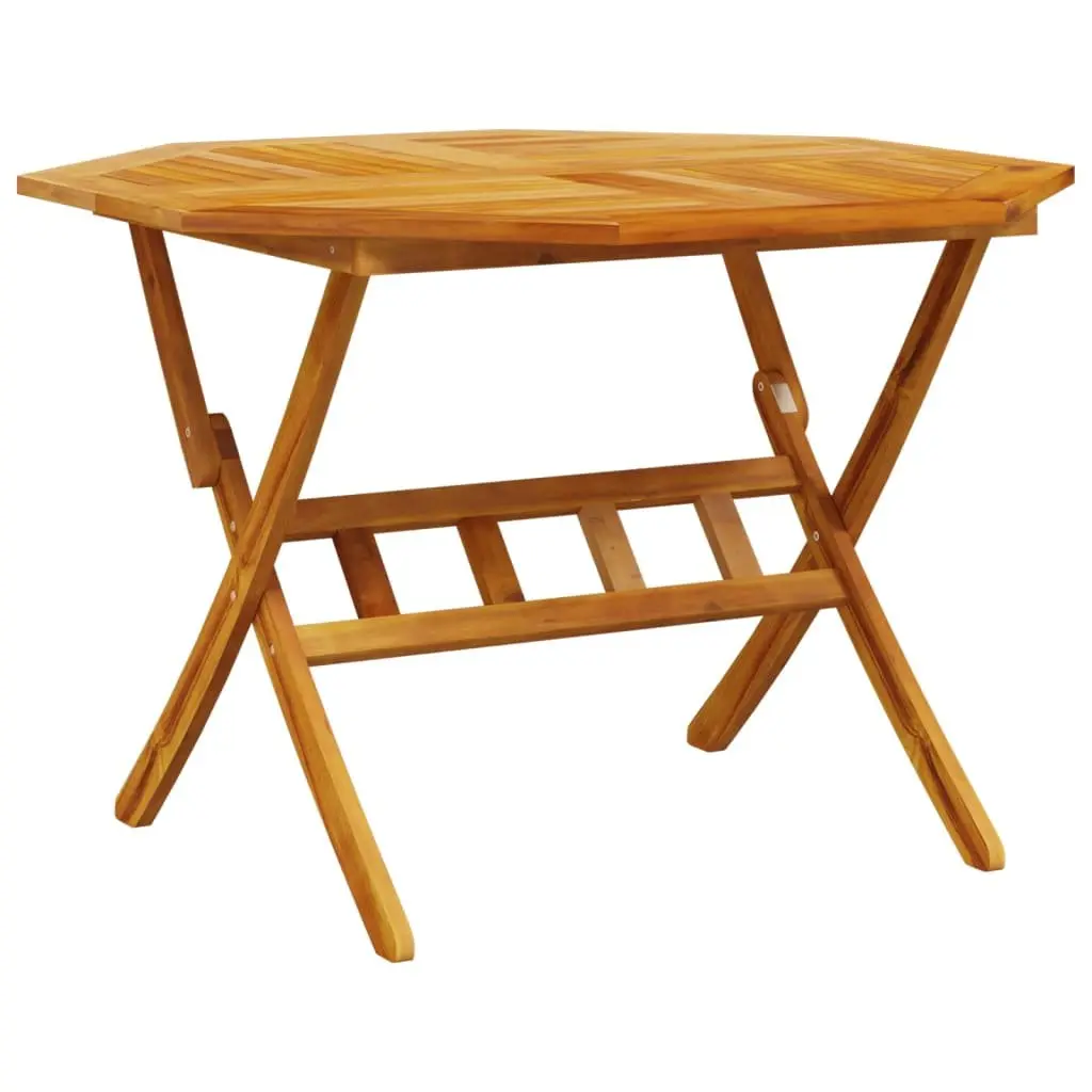 5 Piece Folding Garden Dining Set Brown Solid Acacia Wood Outdoor Furniture