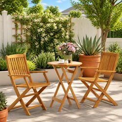 3 Piece Bistro Set: Compact, Foldable & Stylish