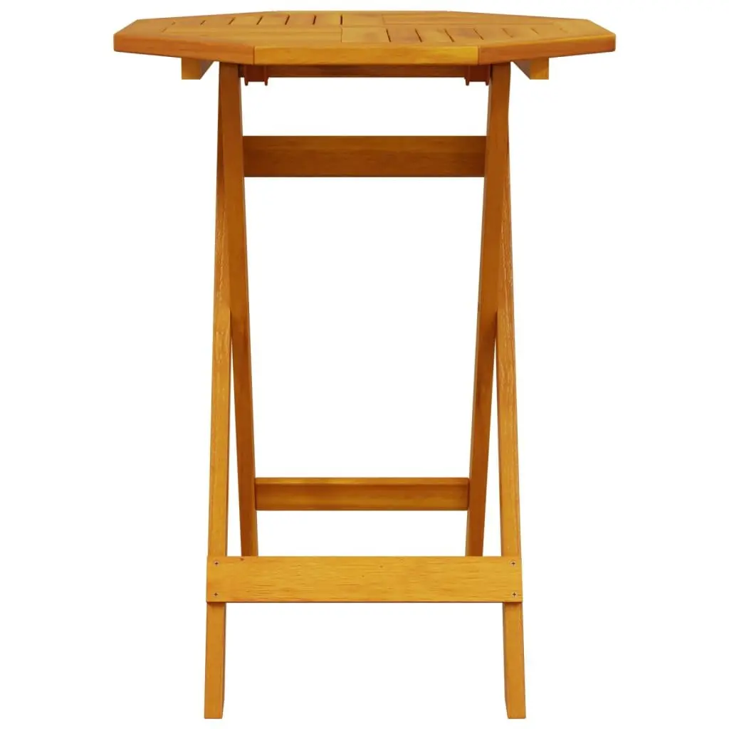3 Piece Folding Bistro Set Brown Solid Wood Acacia Outdoor Garden Patio