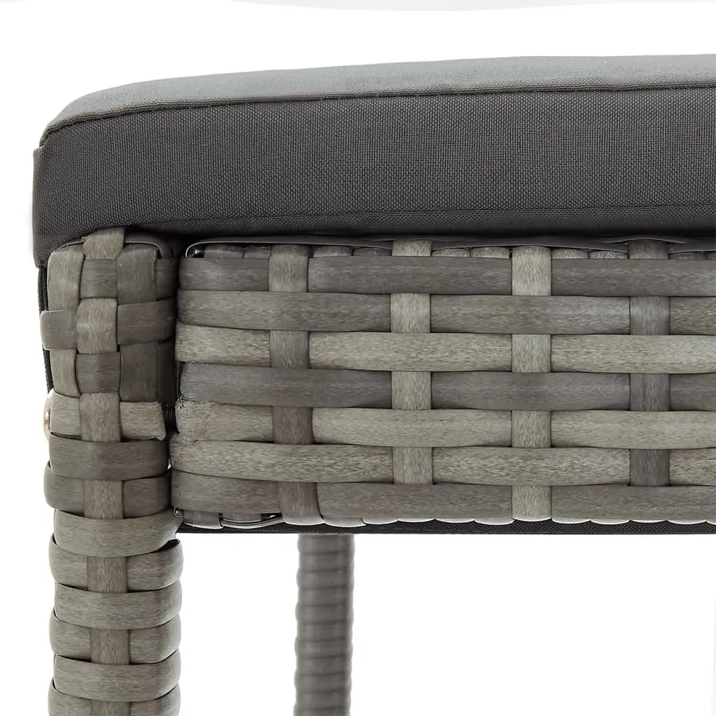 3 Piece Garden Bar Set Grey Acacia Wood Table and Poly Rattan Stools with Cushions