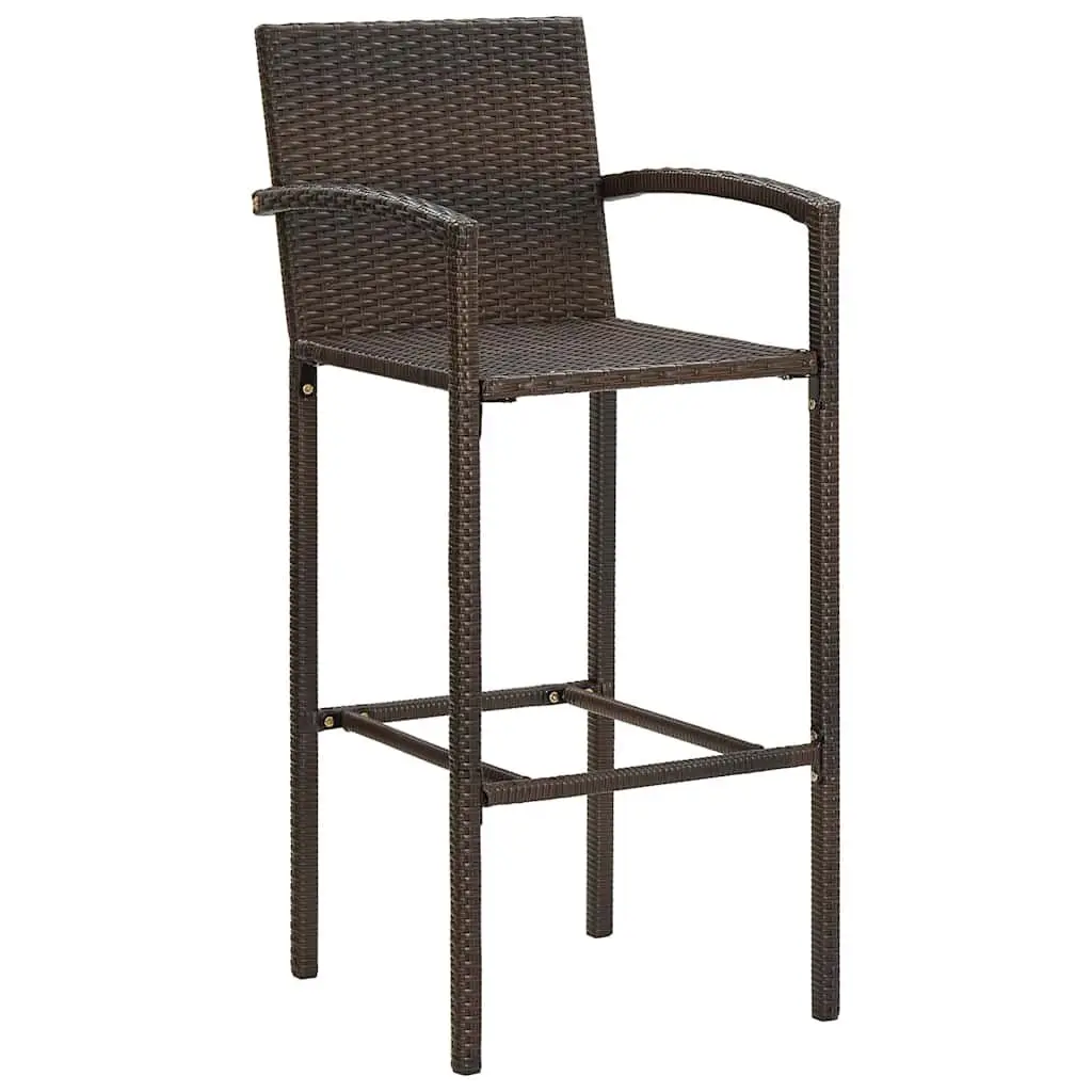 Garden Bar Set Brown 5 Piece Outdoor Bar Table Stools Acacia Wood Poly Rattan