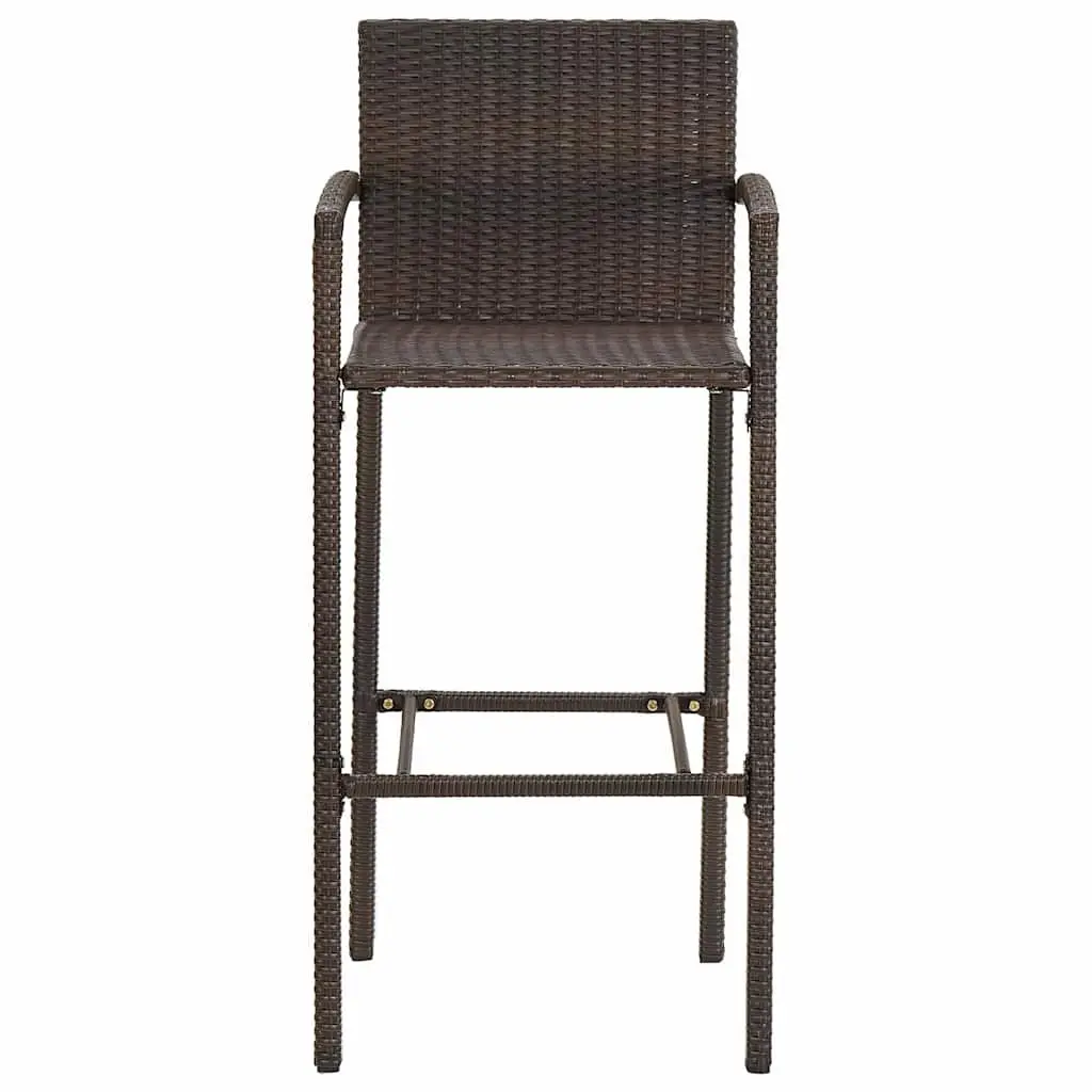 Garden Bar Set Brown 5 Piece Outdoor Bar Table Stools Acacia Wood Poly Rattan
