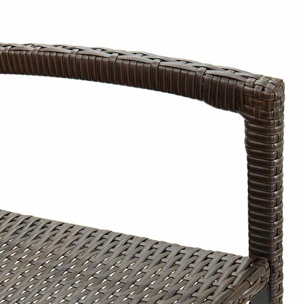 Garden Bar Set Brown 5 Piece Outdoor Bar Table Stools Acacia Wood Poly Rattan