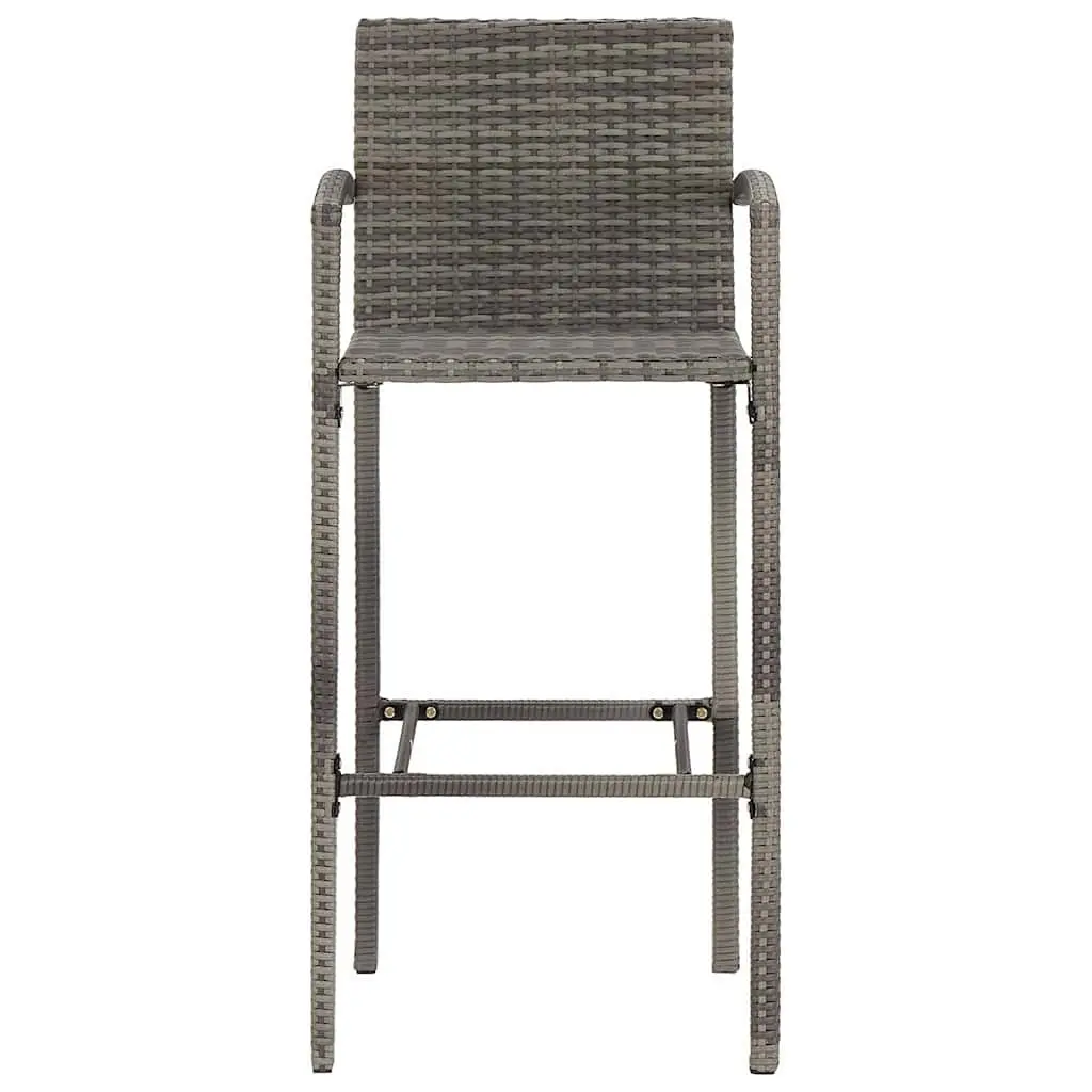 Garden Bar Set Grey 5 Piece Outdoor Bar Table and Stools Acacia Rattan