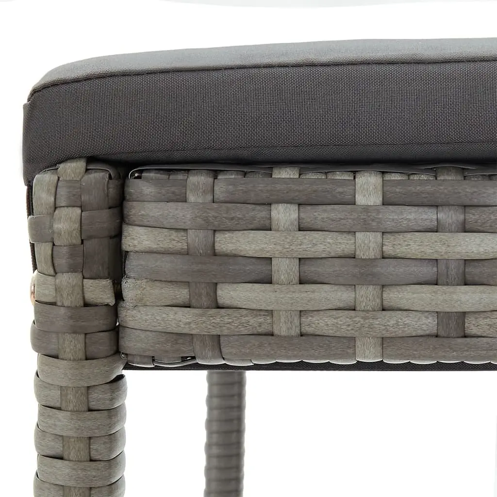 7 Piece Garden Bar Set Grey Acacia Wood Poly Rattan Stools Table