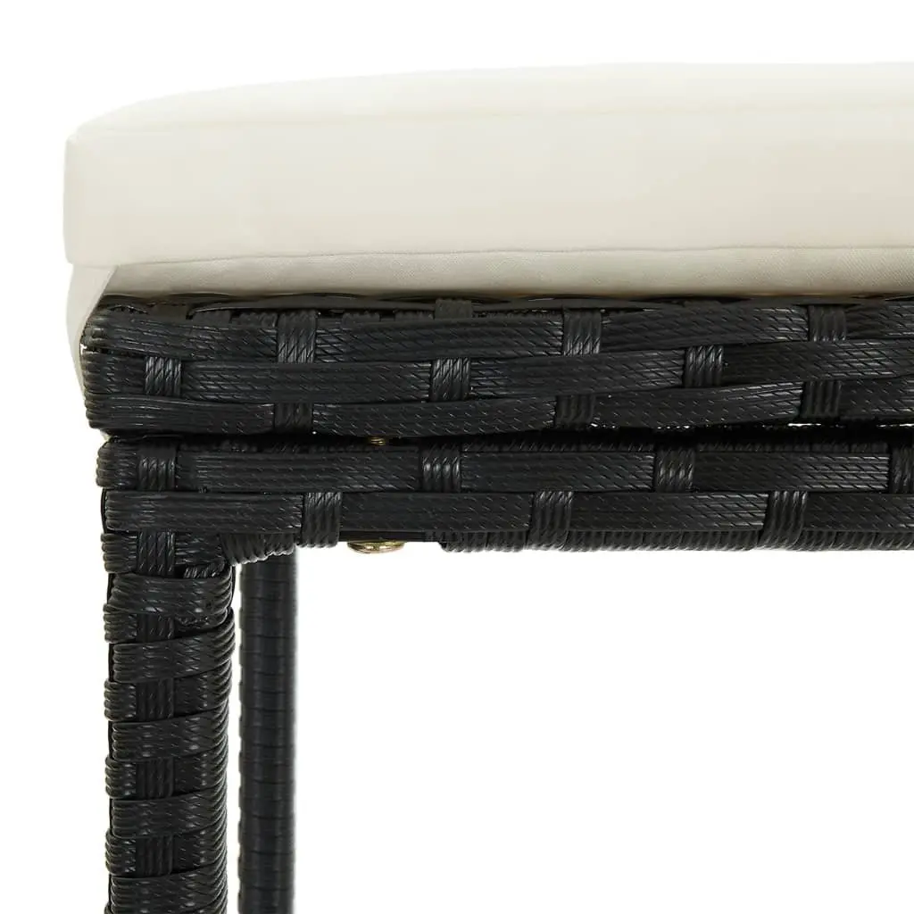 Garden Bar Set Black 7 Piece Outdoor Poly Rattan Bar Table Stools Acacia Wood Top
