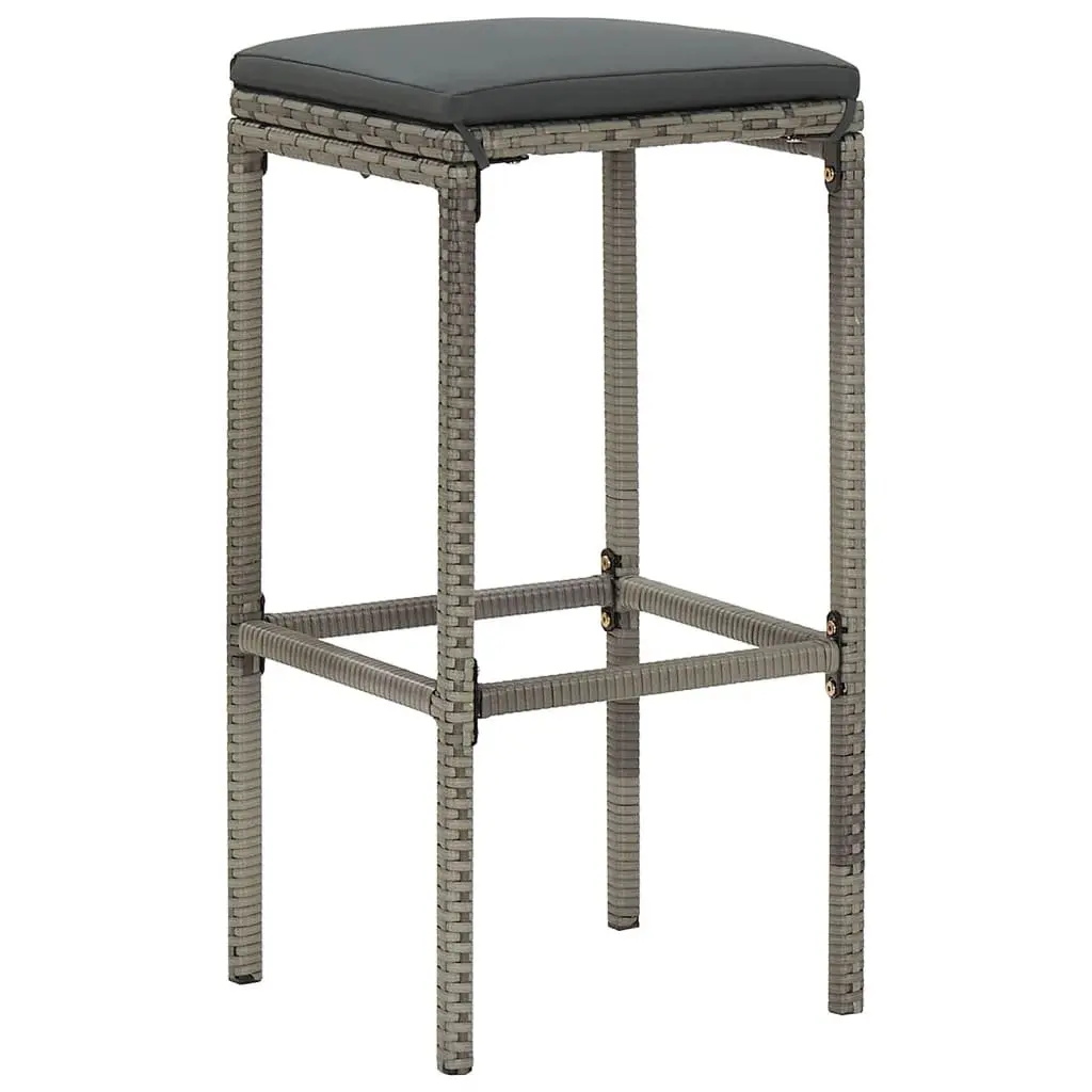7 Piece Garden Bar Set Grey Acacia Wood Poly Rattan Outdoor Furniture