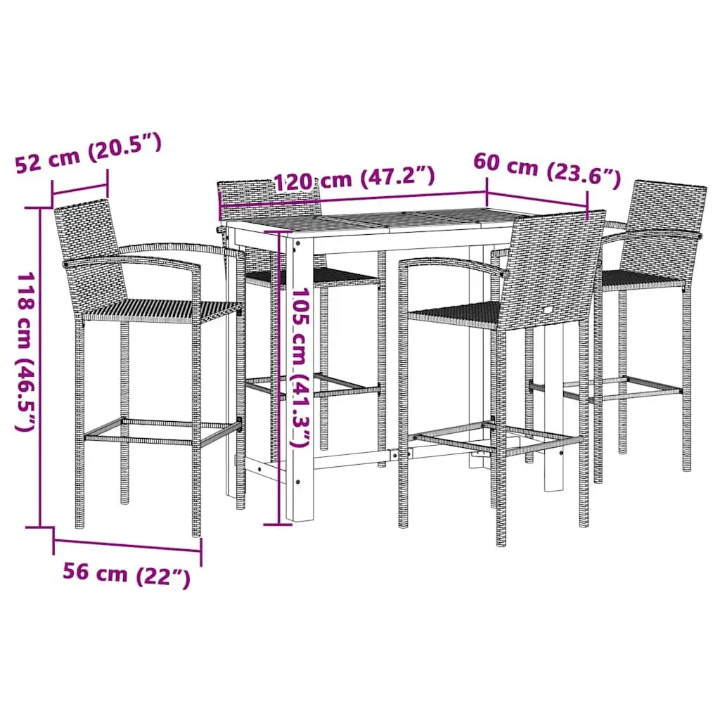 5-Piece Garden Bar Set for Outdoor Enjoyment