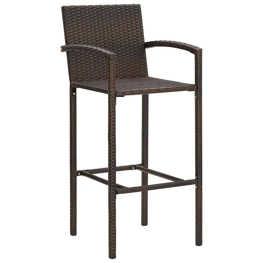 7 Piece Garden Bar Set Outdoor Bar Table and Stools Acacia Wood and Poly Rattan