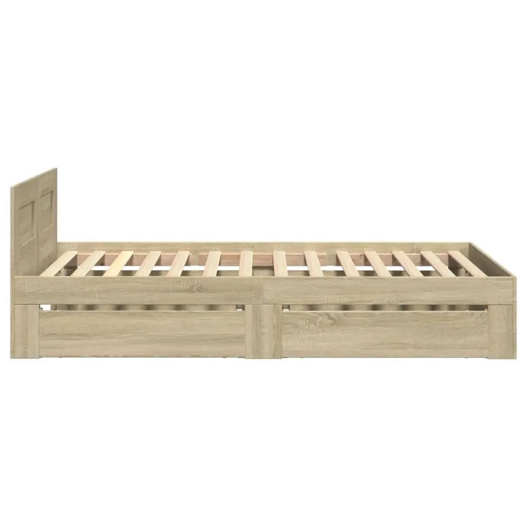 Bed Frame Brown 90 x 190 cm Slatted Base with Storage Drawers