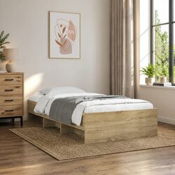 Sonoma Oak Bed Frame with Slatted Base 90x190 cm