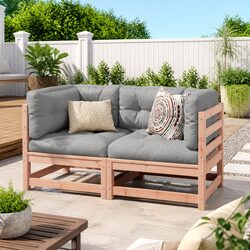 Garden Sofa Set 2 Piece Outdoor Furniture with Cushions Wood Patio Seating
