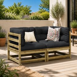 Compact 2 Piece Garden Sofa Set with Cushions