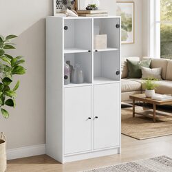Compact White Highboard Storage Cabinet: Solid and Efficient