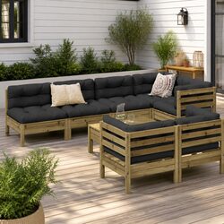 8 Piece Garden Sofa Set with Cushions Outdoor Patio Furniture Brown Modular