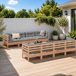 Modular 9 Piece Outdoor Sofa Set with Cushions