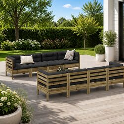 Garden Sofa Set 9 Piece Outdoor Furniture Modular Patio Seating with Cushions