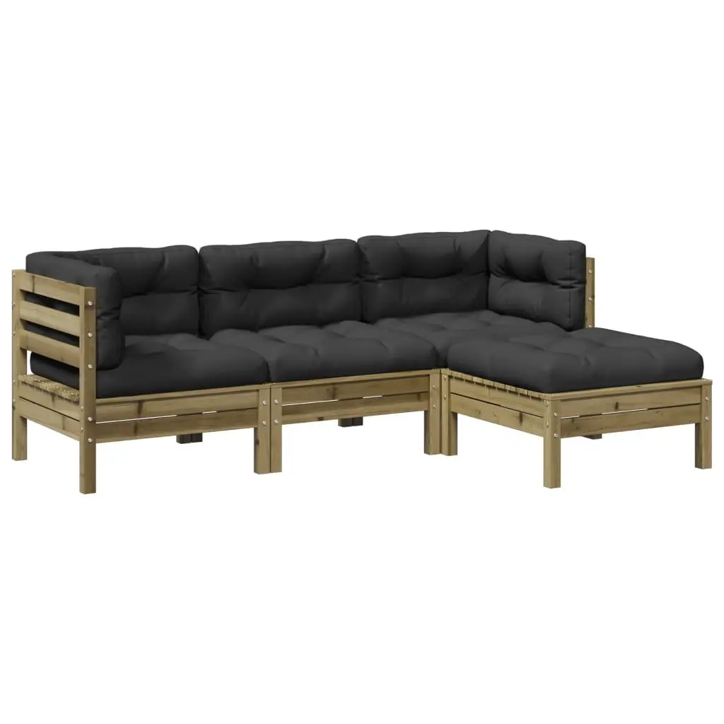 4 Piece Garden Sofa Set Outdoor Furniture Patio Lounge with Cushions Brown