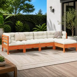 5-Piece Garden Sofa Set in Solid Pinewood - Cushions Included
