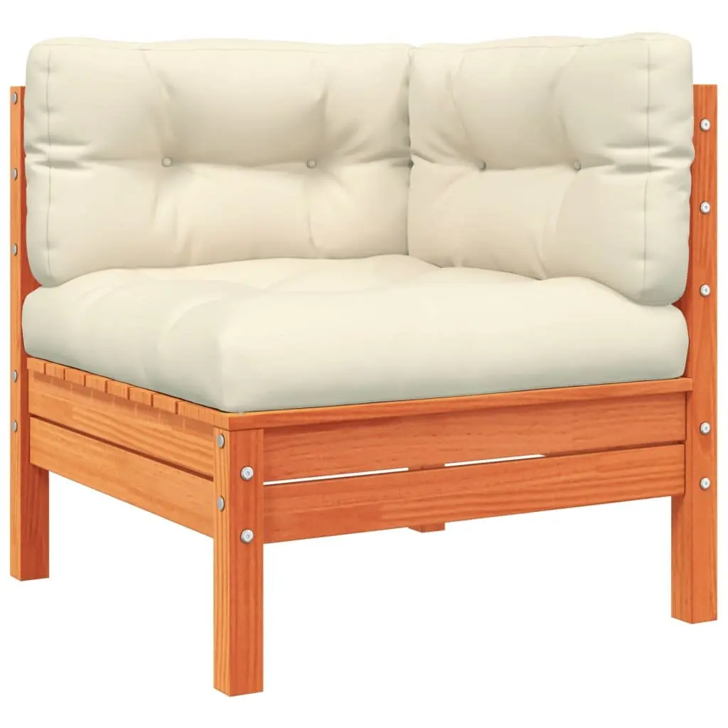 5 Piece Garden Sofa Set Outdoor Furniture Patio Lounge Cushions Brown Solid Wood