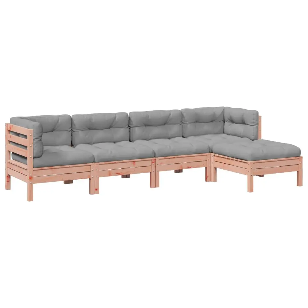 Outdoor Garden Sofa Set 5 Piece Wood Furniture with Cushions Patio Seating