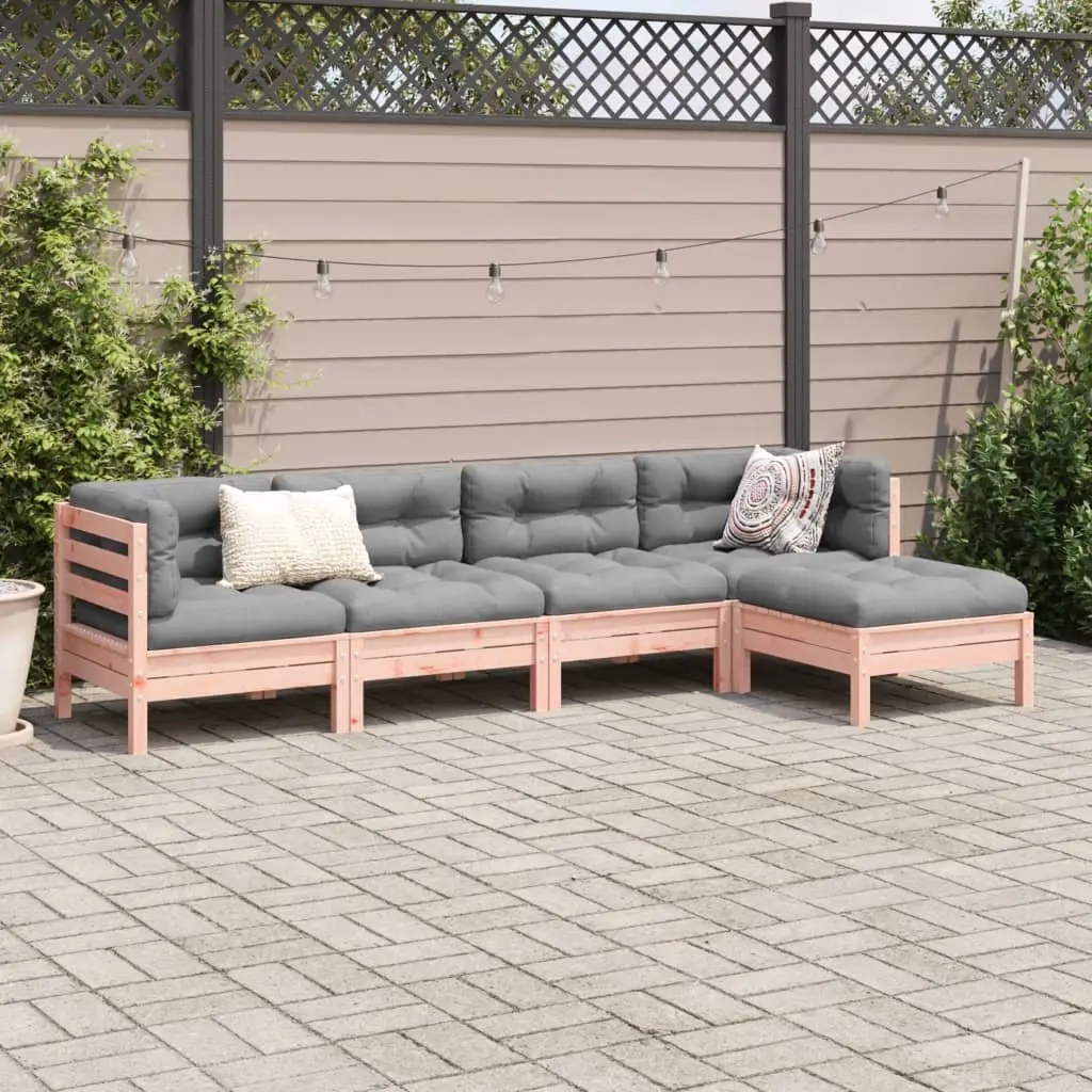 Outdoor Garden Sofa Set 5 Piece Wood Furniture with Cushions Patio Seating