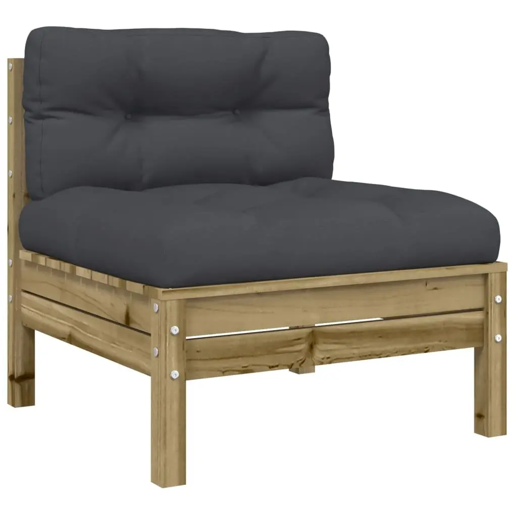 5 Piece Garden Sofa Set with Cushions Impregnated Solid Pinewood Brown