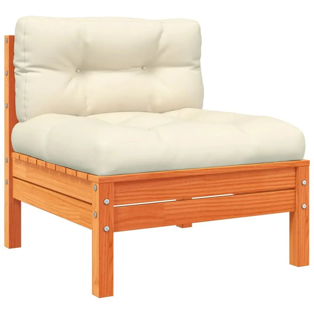 4 Piece Garden Sofa Set with Cushions Brown Solid Wood Outdoor Patio Furniture