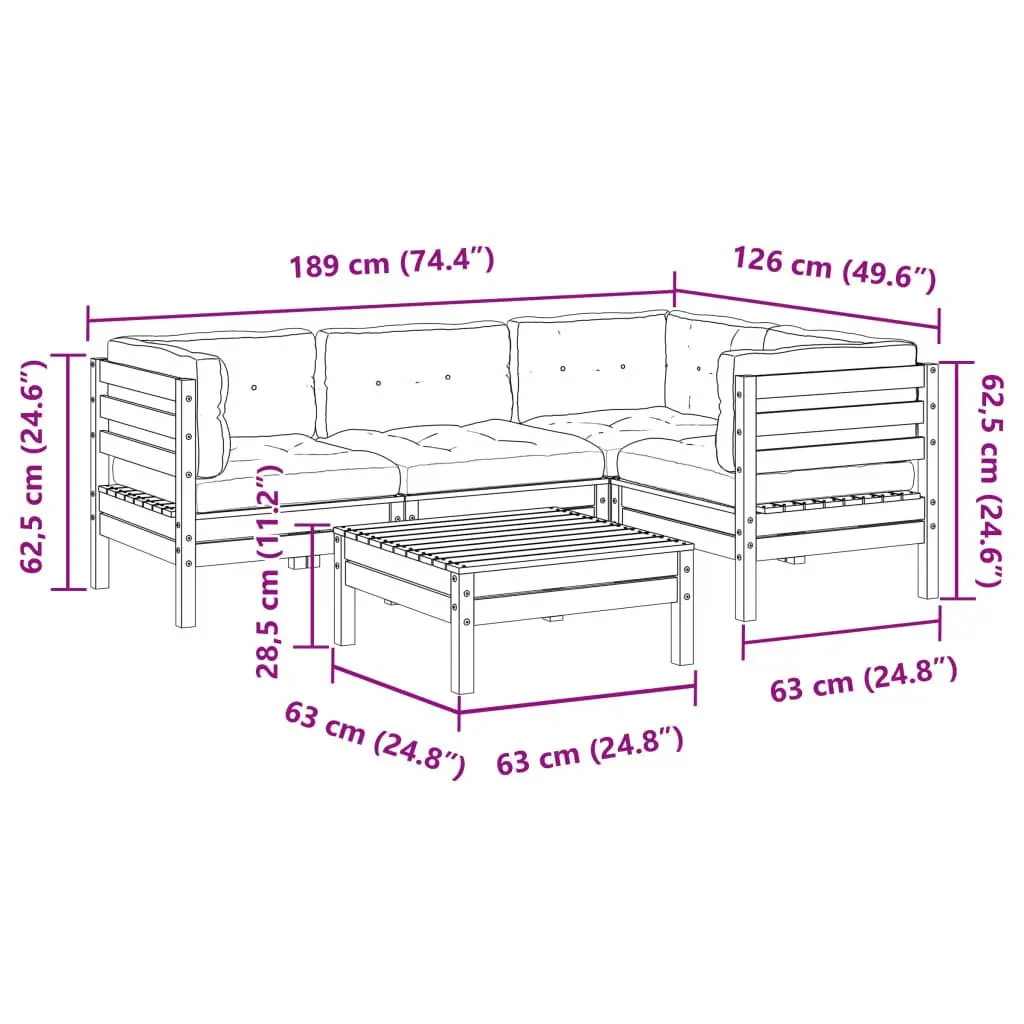 5-Piece Modular Garden Sofa Set for Outdoor Comfort