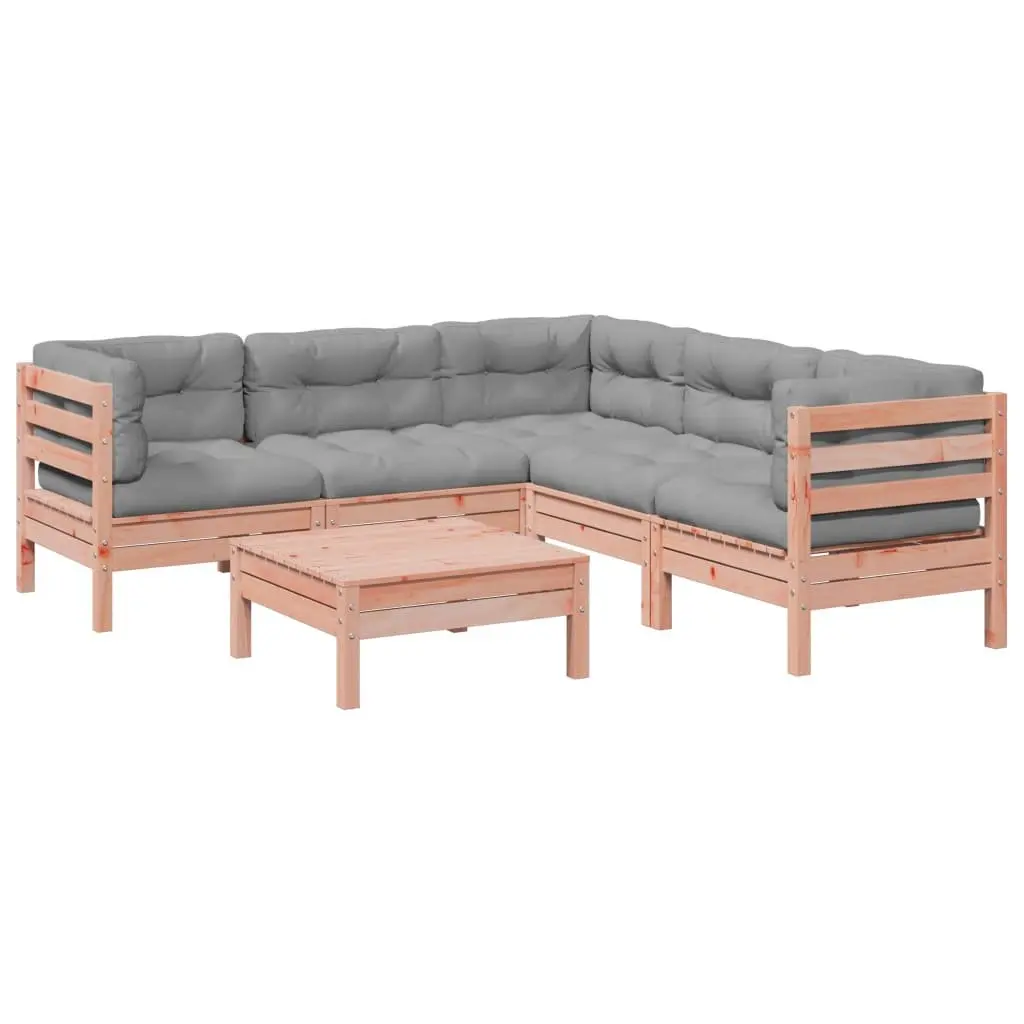 Garden Sofa Set Brown 6 Piece Modular Outdoor Furniture with Cushions