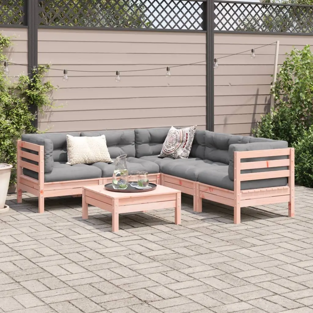 Garden Sofa Set Brown 6 Piece Modular Outdoor Furniture with Cushions