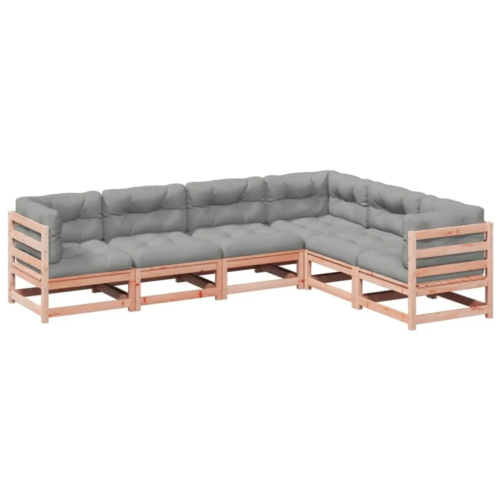 6 Piece Garden Sofa Set Outdoor Furniture Wood Cushions Backyard Patio Sectional