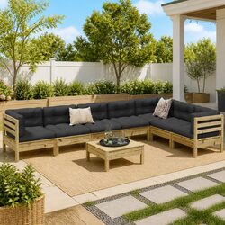 8 Piece Garden Sofa Set with Cushions Outdoor Patio Furniture Brown Modular