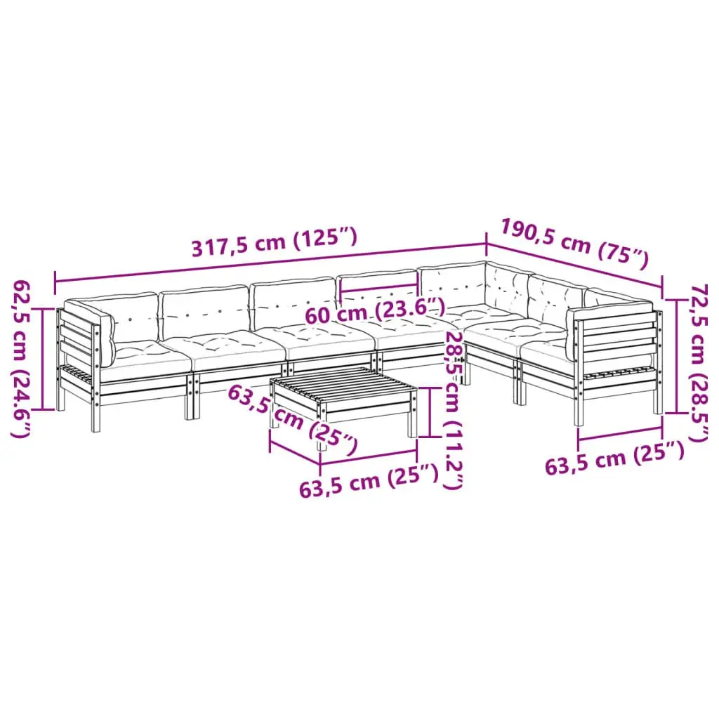 8 Piece Garden Sofa Set with Cushions Outdoor Patio Furniture Brown Modular