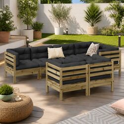 7 Piece Garden Sofa Set Outdoor Furniture with Cushions Brown Patio Sectional