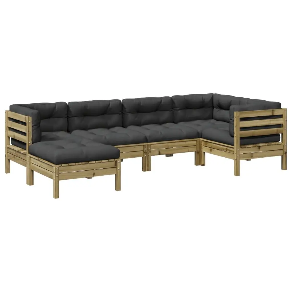 Garden Sofa Set 6 Piece Outdoor Furniture Patio Seating with Cushions Brown