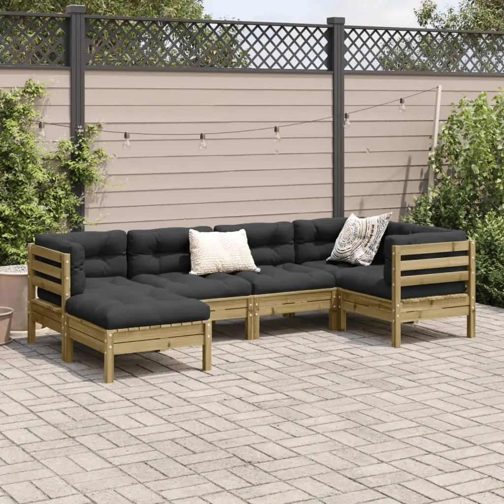 Garden Sofa Set 6 Piece Outdoor Furniture Patio Seating with Cushions Brown