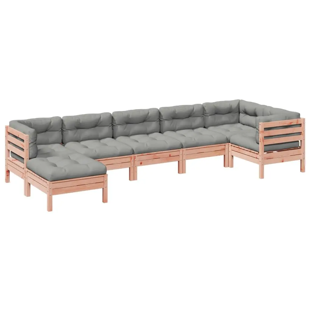 7 Piece Garden Sofa Set with Cushions Outdoor Patio Furniture Solid Wood Brown