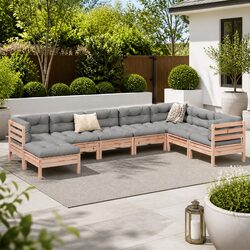 8 Piece Garden Sofa Set Outdoor Furniture Patio Seating Cushions Wood Brown