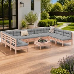 Concise Outdoor Garden Sofa Set: 10 Pieces of Comfort