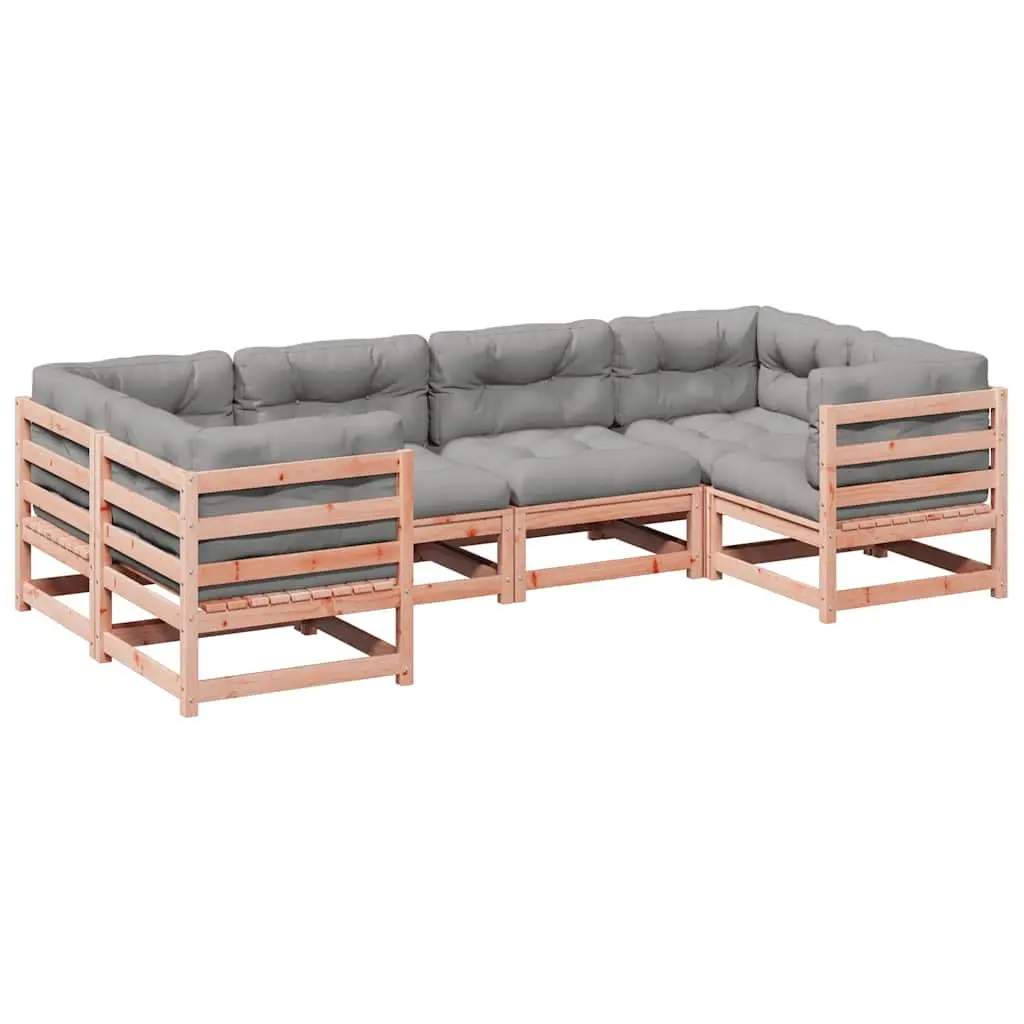 Garden Sofa Set 6 Piece Outdoor Furniture with Cushions Modular Wood Patio