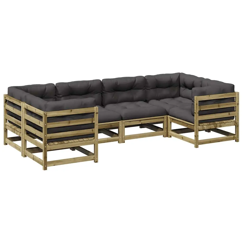 6 Piece Garden Sofa Set Outdoor Furniture Cushions Brown Patio Seating Modular